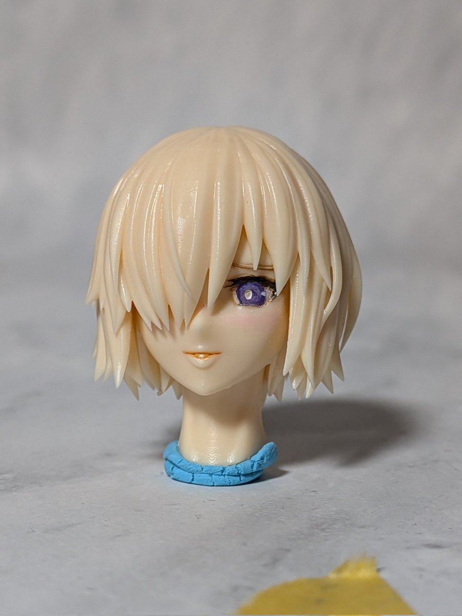 マシュスケベフィギュア頭部テスト出力&仮目塗装。あーースケベな表情ねぇ!いい感じぃ! 