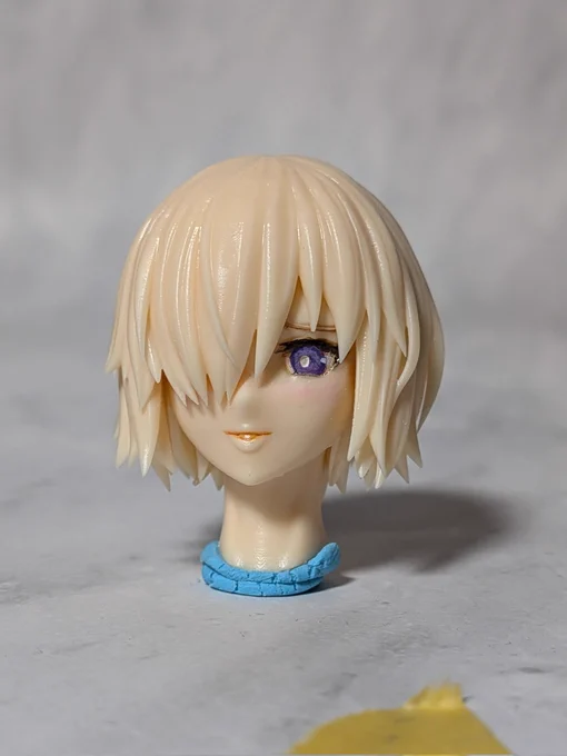 マシュスケベフィギュア頭部テスト出力&amp;仮目塗装。あーースケベな表情ねぇ!いい感じぃ!