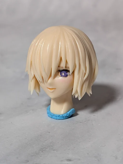 マシュスケベフィギュア頭部テスト出力&amp;仮目塗装。あーースケベな表情ねぇ!いい感じぃ!