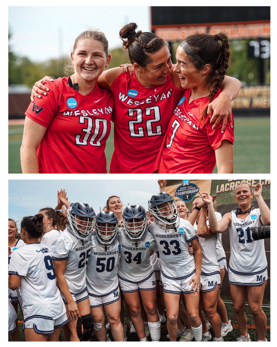 IWLCA's tweet photo. One final battle for the Division III crown. 👑 🏆

A national championship on the line.
Middlebury vs. Wesleyan.
3 PM ET inside Judson Stadium. See 🫵 there!!

Visit https://t.co/oEQ9GgAUPa for 📊🎥 details.

#d3WLAX #whyd3 #championship https://t.co/TljwDA5Kr6
