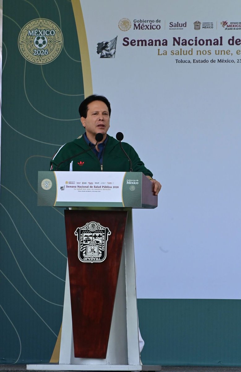DanielAceves84's tweet photo. Un gusto acompañar en el arranque de la Semana Nacional de Salud Pública 2026 #SNSP2026; a la Gobernadora del Estado de México Mtra. @delfinagomeza; Dr. @DKershenobich, Secretario de Salud; Dra. Celina Castañeda, Secretaria de Salud @Edomex e invitados especiales para el evento. https://t.co/AqwdaI8KW6