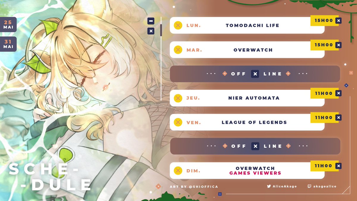 AliceAkage's tweet photo. P'tit planning avec la reprise des streams le lundi !! 🥳

Une légère odeur de puant sur ce planning mais j'ai grave envie de me mettre à fond a des jeux compétitifs alors on va voir cque ça donne ensemble ! 💪

📍https://t.co/L8jhpVen7v https://t.co/WapCFcqzGr