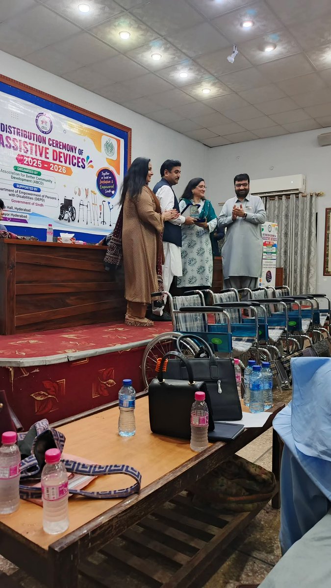 imran_phot92014's tweet photo. Distribution Ceremony of Assistive Devices 2025–26 held in Hyderabad by ABCD with DEPD Sindh. Mayor Hyderabad Kashif Ali Shoro attended as Chief Guest and reaffirmed support for persons with disabilities. Special presence of Alia VIP.
#DEPD
@KashifShoroPPP
@jamkhanshoro https://t.co/G7vHxiYFNY
