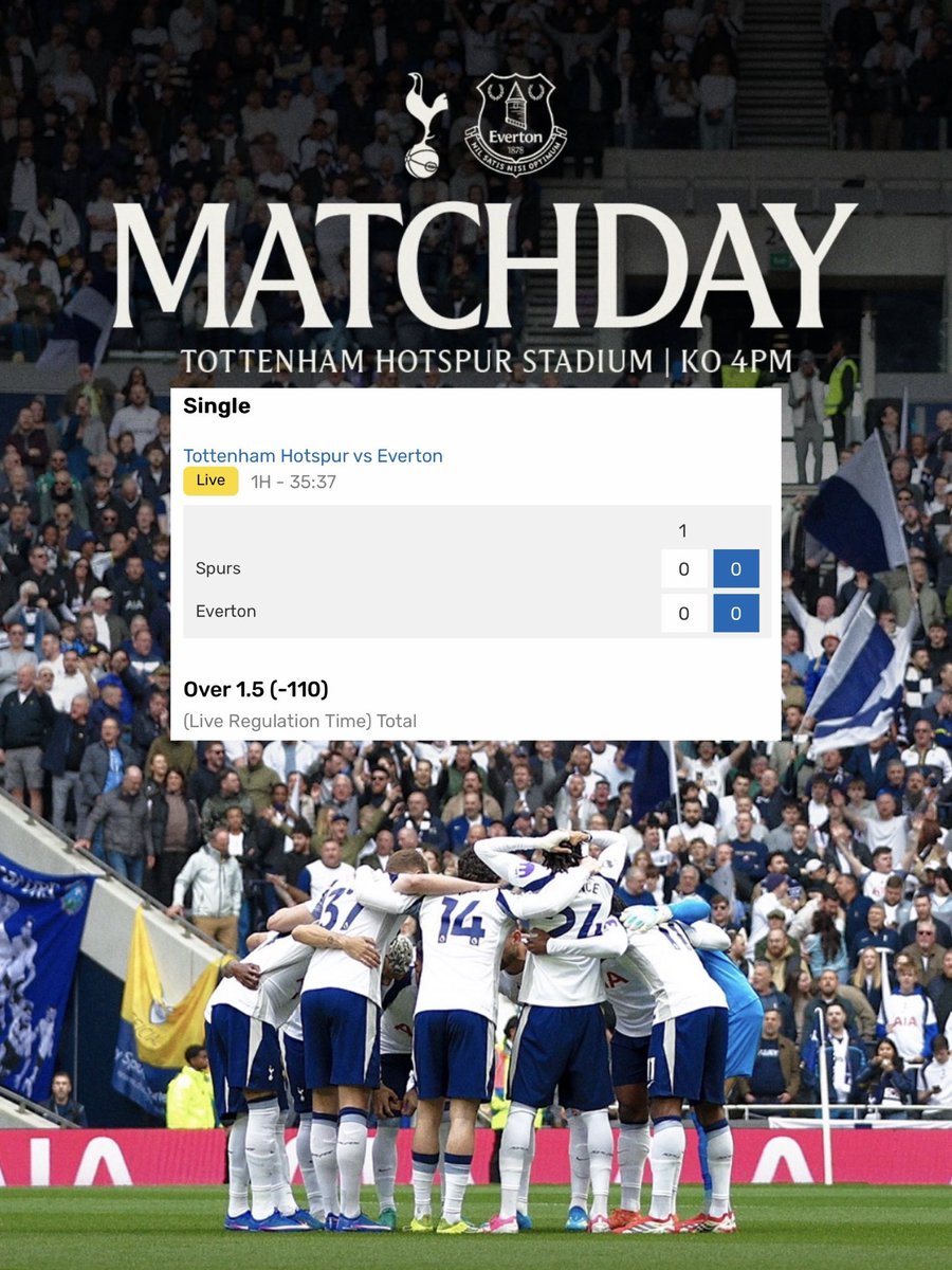yonnybets's tweet photo. 5/24: Premier League‼️⚽️  🏴󠁧󠁢󠁥󠁮󠁧󠁿 
 
LIVE BET:🚨 
•Tottenham vs Everton o1.5- ⏳

🍀📿🙏🏽

#GamblingX https://t.co/aAcstKe8Kg
