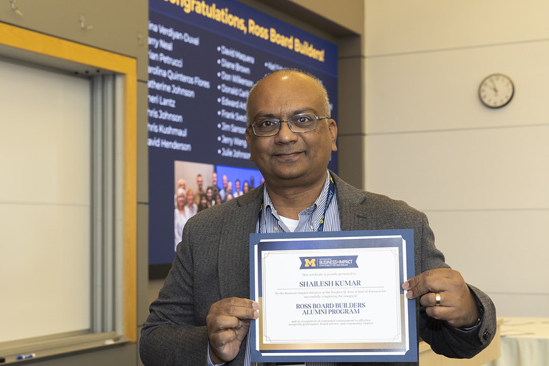shailesh_aic's tweet photo. Just completed the Business+Impact at Michigan Ross Board Builders program as part of the first alumni cohort. Met a number of wonderful non-profits in the SE Michigan area making a difference every single day. It was also a pleasure to step back on the campus and meet other fellow alumni!