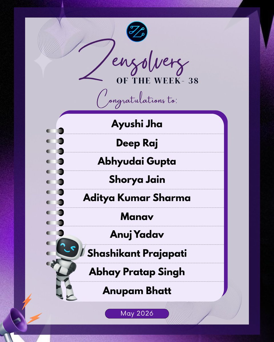 ZenYukti's tweet photo. Week 38 just made things more interesting.
Close calls, shifting positions, and a month that refuses to end quietly. The race for this month's crown is entering its final stretch.
ZenSolver of the Month is coming soon. Stay ready.
#ZenSolve #ZenYukti #Week38 #Consistency https://t.co/G1gYU83Lzo