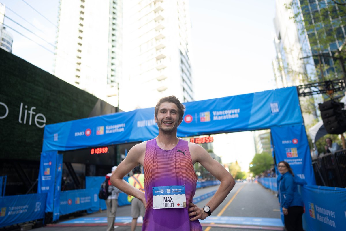 BMOVanMarathon's tweet photo. Max Turek’s 1:03:29 gun time takes the win with the fastest time ever by a Canadian at the BMO Vancouver Half Marathon. History in Vancouver 🔥🇨🇦
https://t.co/2rmRuP9BON https://t.co/NZdttUVeS3
