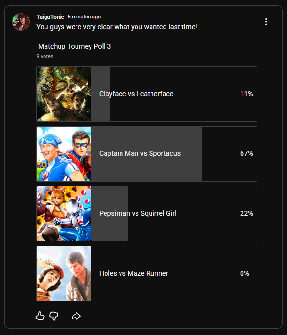 TaigaTonic's tweet photo. Matchup Tourney Round 1 - Poll 3

https://t.co/9OM0BRml13 https://t.co/P7Yt5NwxqC