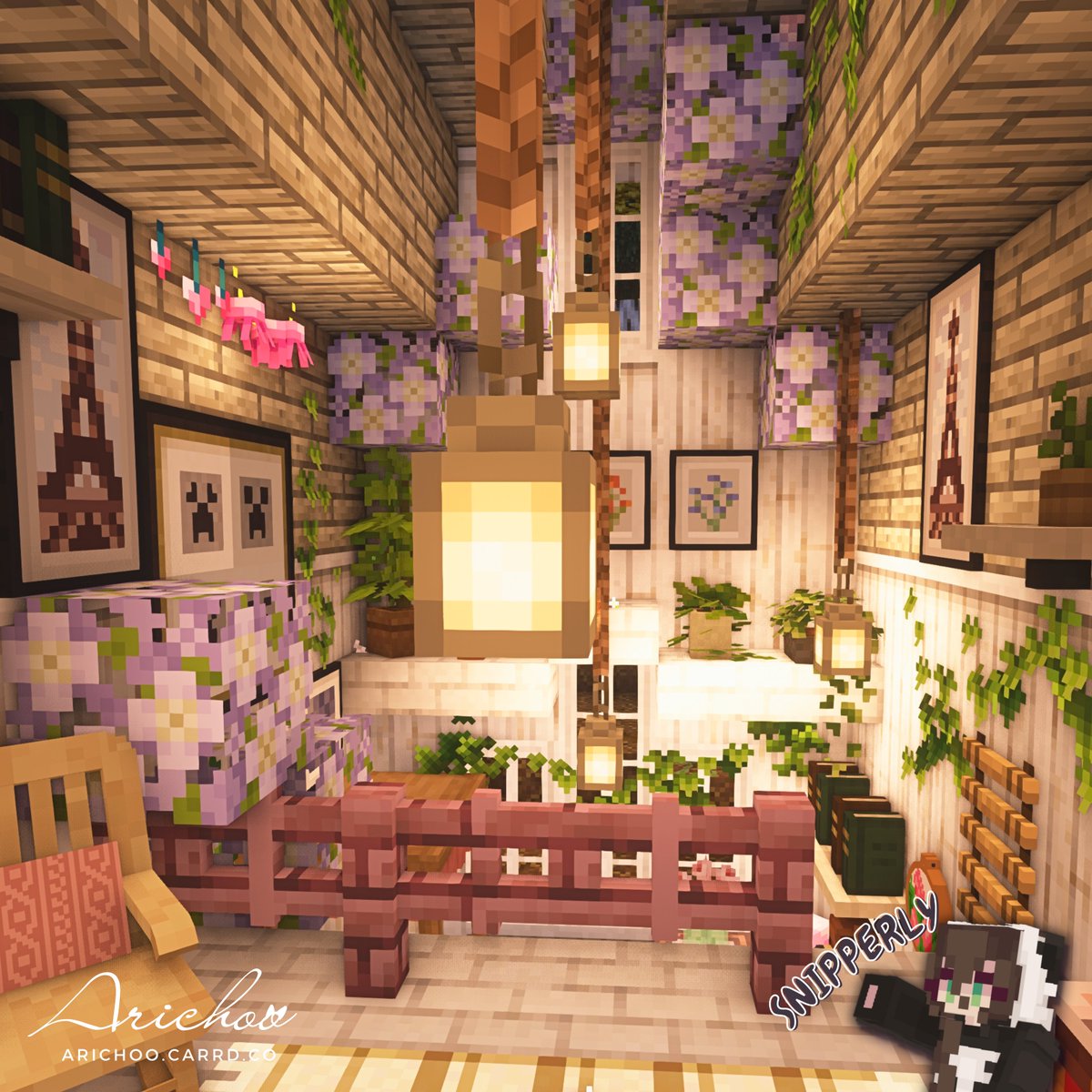 Arilymc's tweet photo. ~ Purple Sanctuary ~ ✨

we build this upstairs for some cozy reading while enjoying the weather!!

#Minecraft #minecraftcottagecore https://t.co/mWqOneh3tq