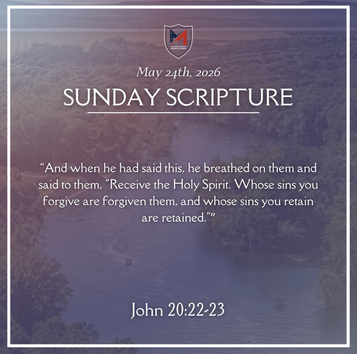 RepMarkAlford's tweet photo. A moment showing Jesus empowering His disciples with the Holy Spirit and entrusting them with the mission of mercy, reconciliation, &amp; truth. Forgiveness and grace are meant to be lived out, not just understood. https://t.co/bzon51EW1N