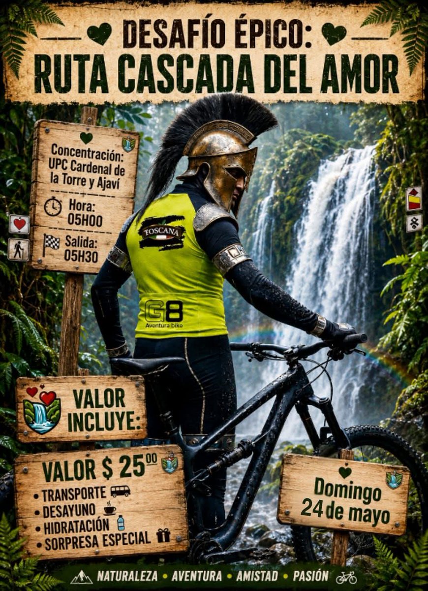BikeG8's tweet photo. 🔥🚴‍♂️ ¡GRACIAS, ESPARTANOS Y WARMICUNAS  DE G8 AVENTURA BIKE! 🚴‍♀️🔥
Queremos agradecer profundamente a cada uno de ustedes por sumarse a este gran desafío rumbo a la Ruta Cascada del Amor este domingo 24 de mayo. 💚🌿 https://t.co/kLyjMPz108