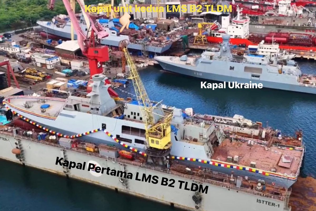JohnMYSreview's tweet photo. As a part of the first ship of the second batch LMS which has been named KD Tunku Laksamana Abdul Jalil, pennant number 141, the second Ship has also been painted and is ready for launch this month as well https://t.co/u16gm9HUYK