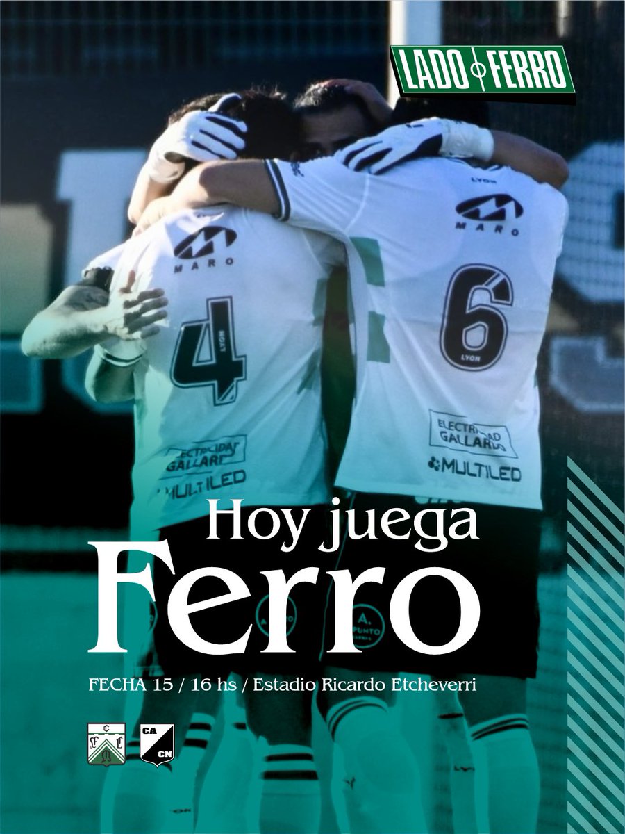 LadoFerro's tweet photo. HOY JUEGA FERRO 🇳🇬 

⚔️ Def. De Belgrano
🏟️ Arq. Ricardo Etcheverri 
⏰ 16:00
👨‍⚖️ Javier Alberto Delbarba

#JuegaFerro #Ferro #PrimeraNacional https://t.co/jJCipwvLLG
