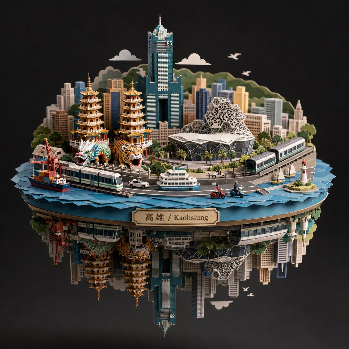 Kaohsiung Spherical Paper City Diorama