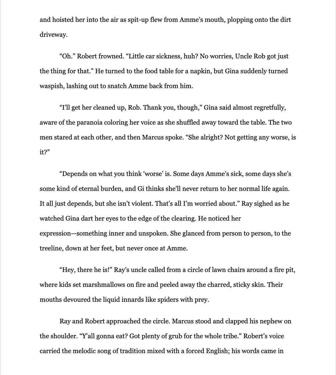 _kridgen's tweet photo. I'm writing an #indigenous #domestichorror novel and need some feedback. The rez is a difficult place to find feedback. Attached are the first four pages. 
I'm 1/2 Choctaw, 32, and a father of three. Recovering addict that writes on weekends, evenings. 
Yakoke! 📚🪶 #ownvoices https://t.co/mPhRJnHN6Y
