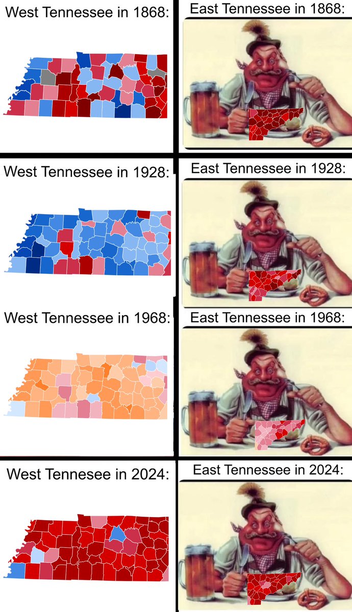AezzieUwU's tweet photo. @r0berto_mid_5 East Tennessee aint even Hitlerite. They’ve been solidly Republican ever since the Civil War because they were big abolitionists. And from every election from Ulysses S. Grant to Donald Trump they’ve always been the most Republican. They just have INCREDIBLE party loyalty- 😭 https://t.co/gdYurry7UL