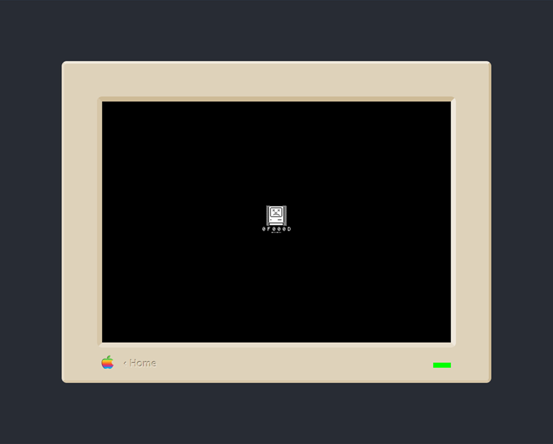 hellomacfolio's tweet photo. cool little Mac fun fact: in classic versions of Mac OS, your Mac would greet you with a smile while booting up- and if the system crashed, it was replaced with a frowny faced Mac https://t.co/oBYj80bR2K