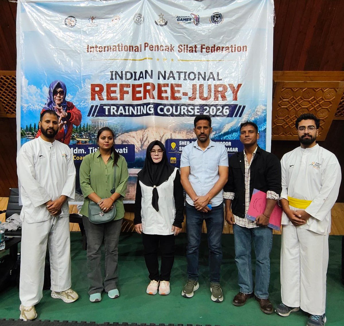 IN_DCP's tweet photo. Proud moment for the Indian Navy 🇮🇳

Mr. Rakesh and Ms. Suman Kumari, Naval Civilians, successfully completed the Indian National Referee-Jury-Coach Training Course conducted from 16–19 May 2026 at Sher-e-Kashmir Indoor Stadium, Srinagar (J&K), recognised by the International Pencak Silat Federation.

Indian Navy now has 02 qualified Pencak Silat Coaches & Referees (01 Male & 01 Female). 

Heartiest Congratulations to both Naval Civilians for this remarkable achievement

#IndianNavy 
#NavalCivilians 
#PencakSilat