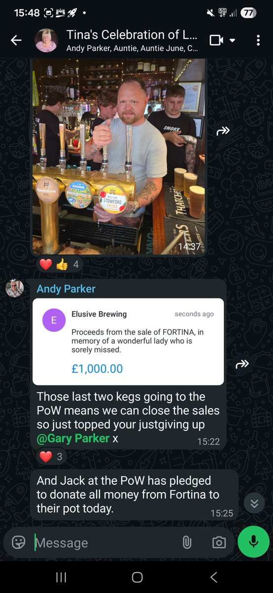 garyparker83's tweet photo. FORTINA the beer we had brewed in memory of mum Tina Parker was a sell out at the pump, total raised £1,675 for Phyllis Tuckwell #phyllistuckwell https://t.co/YO9AQgG2JR