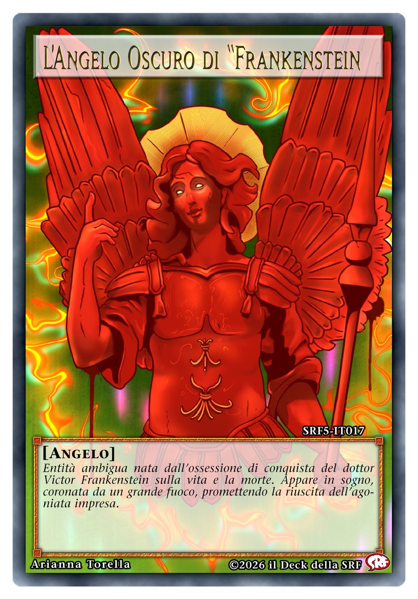 torariart's tweet photo. my card for my school deck project and it’s obviously about @RealGDT’s Frankenstein angel since the theme was “Angels and Demons” https://t.co/g7bOhCRO2W