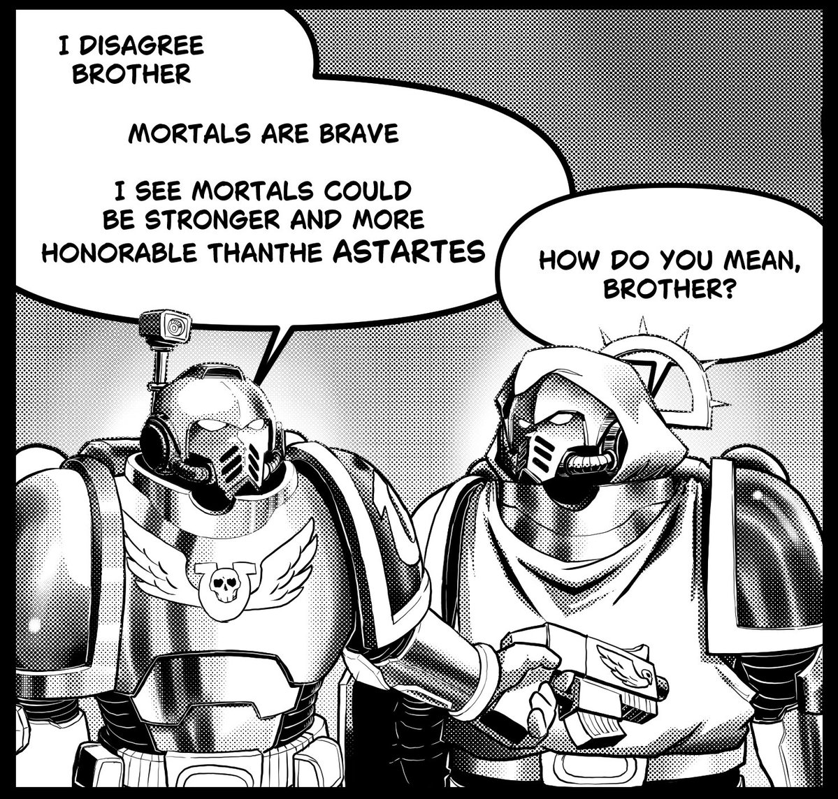 hectragan's tweet photo. Fear and Bravery

.
.
.
#warhammer #warhammer40k #astartes #illustrationㅤ https://t.co/2Cp9rMZ3wd