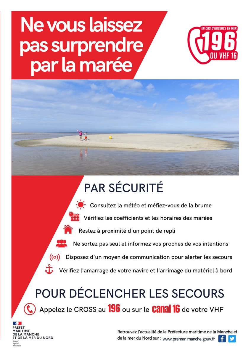 Image de Préfecture maritime Manche et mer du Nord : [#Opération] d’assistance et de sauvetage de cinq personnes isolées par la marée, secteur plage du H
