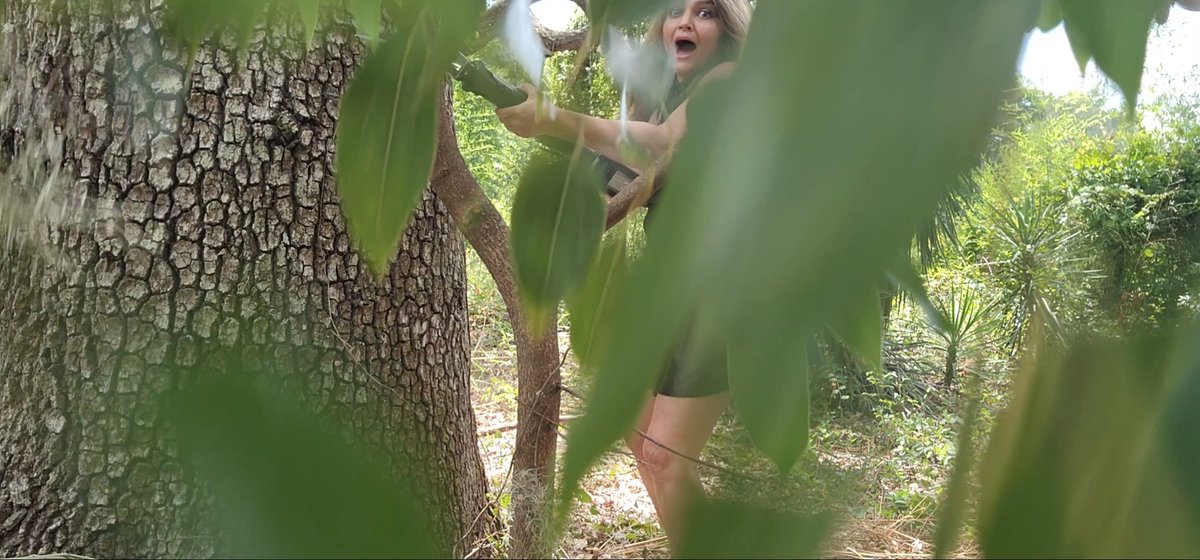 FemDom_Paulina's tweet photo. @taomlin Me filming, cutting TALL tree and tree falling down on my expensive phone, missing by a half inch!  Now that is precision of Florida Dommes! LOL https://t.co/x6Do3iN6xb