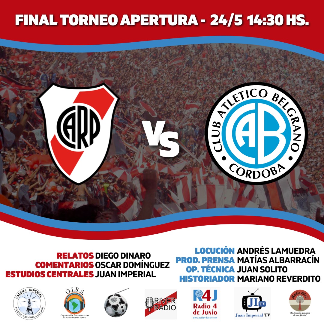 Riverradior4j's tweet photo. 📌 @fpdelosarg - @riverradior4j
⏰ 14:30
⚽️ @RiverPlate 🆚 @Belgrano
🏆 @LigaAFA
🗣️ @DiegoDinaro912
🎙️ Oscar Domínguez
📻 @Radio4deJunio, @juanimperialtv,  @CadenaImperial y @oirsarg
💻 https://t.co/9Fz1rxXR3K - https://t.co/OangPDbKKk https://t.co/BEQjQfxLyk