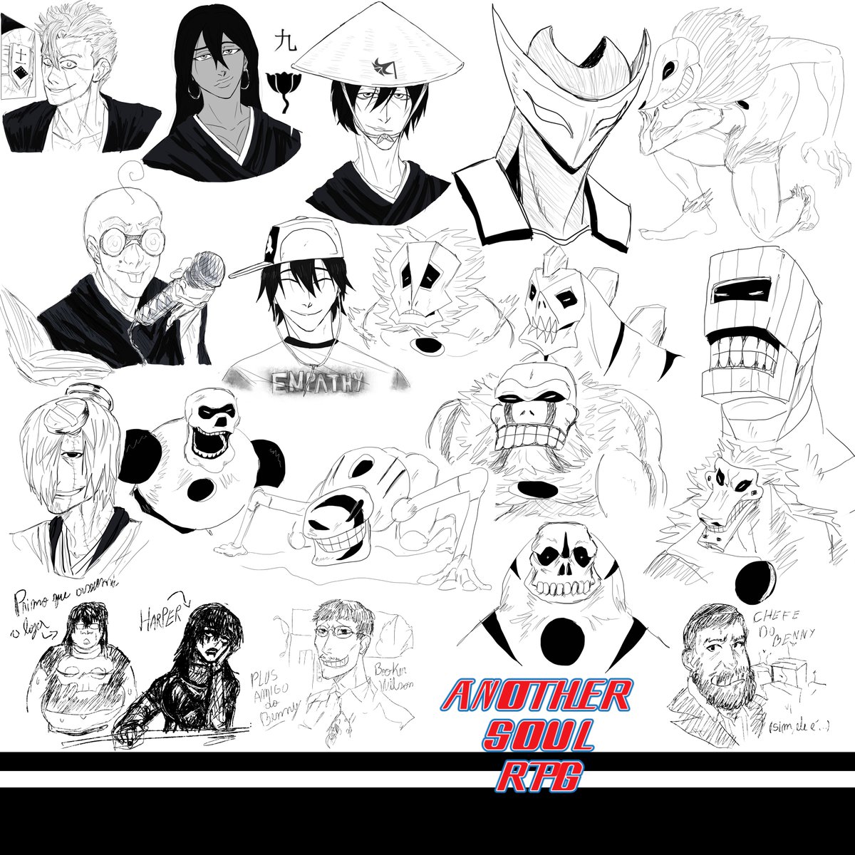 reylead_'s tweet photo. Npcs de um #rpg de #bleach #sketch #oc #characterdesign https://t.co/giDHqxwoTr