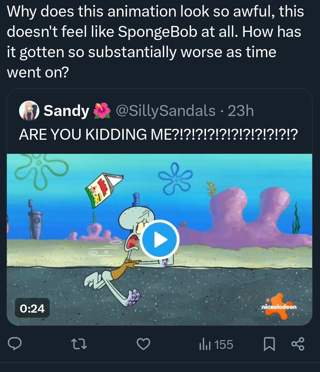 FandomSpongebob's tweet photo. So called animation fans on Twitter dot com when they have to actually explain how animation works instead of yelling Next Big Meme Face and Golden Ratio to still images https://t.co/lE0W8dVKsC