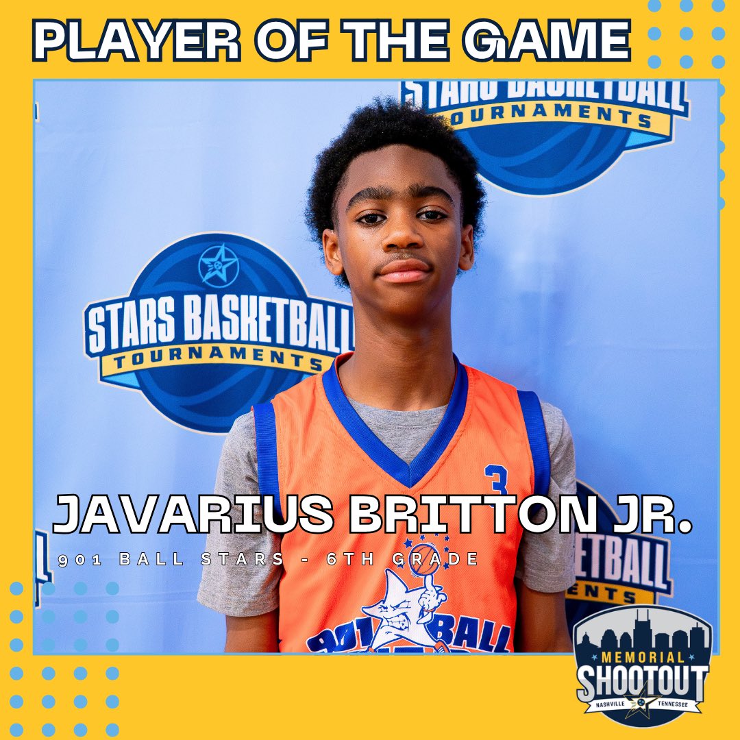 STARSTourney's tweet photo. STARS Memorial Shootout Players of the Game
Javarius Britton Jr. - 901 Ball Stars - 6th Grade
Jamal Mack Jr. - 901 Ball Stars - 6th Grade
Jackson Wyatt - Train ‘Em Up - 4th Grade
Matheus Maia - Train ‘Em Up - 4th Grade https://t.co/gRjhpBS2cE