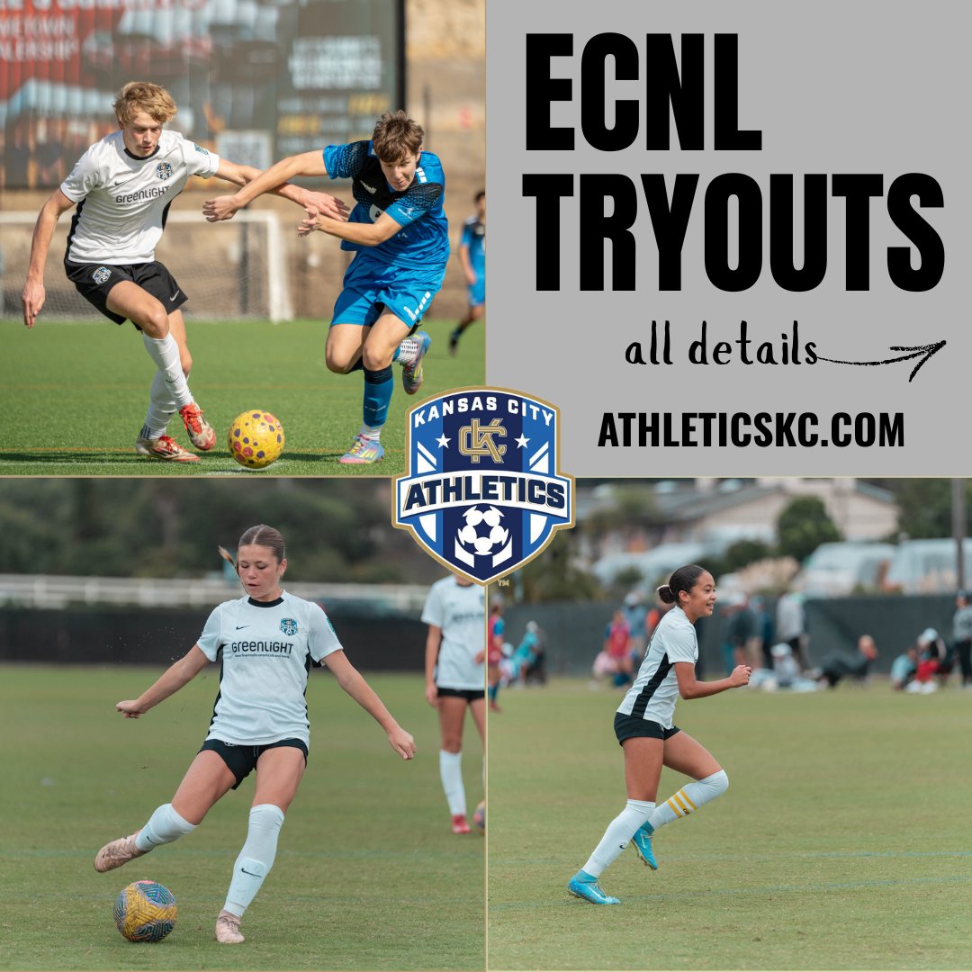 AthleticsKC's tweet photo. Ready to Compete at the Highest Level? 
KC Athletics tryouts are here. If your player is looking for a competitive environment focused on development, we’d love to see you on the field. From ECNL &amp; ECNL RL to Pre-ECNL pathways, KCA provides opportunities for top tier KC players. https://t.co/WgvB7Z7FLA
