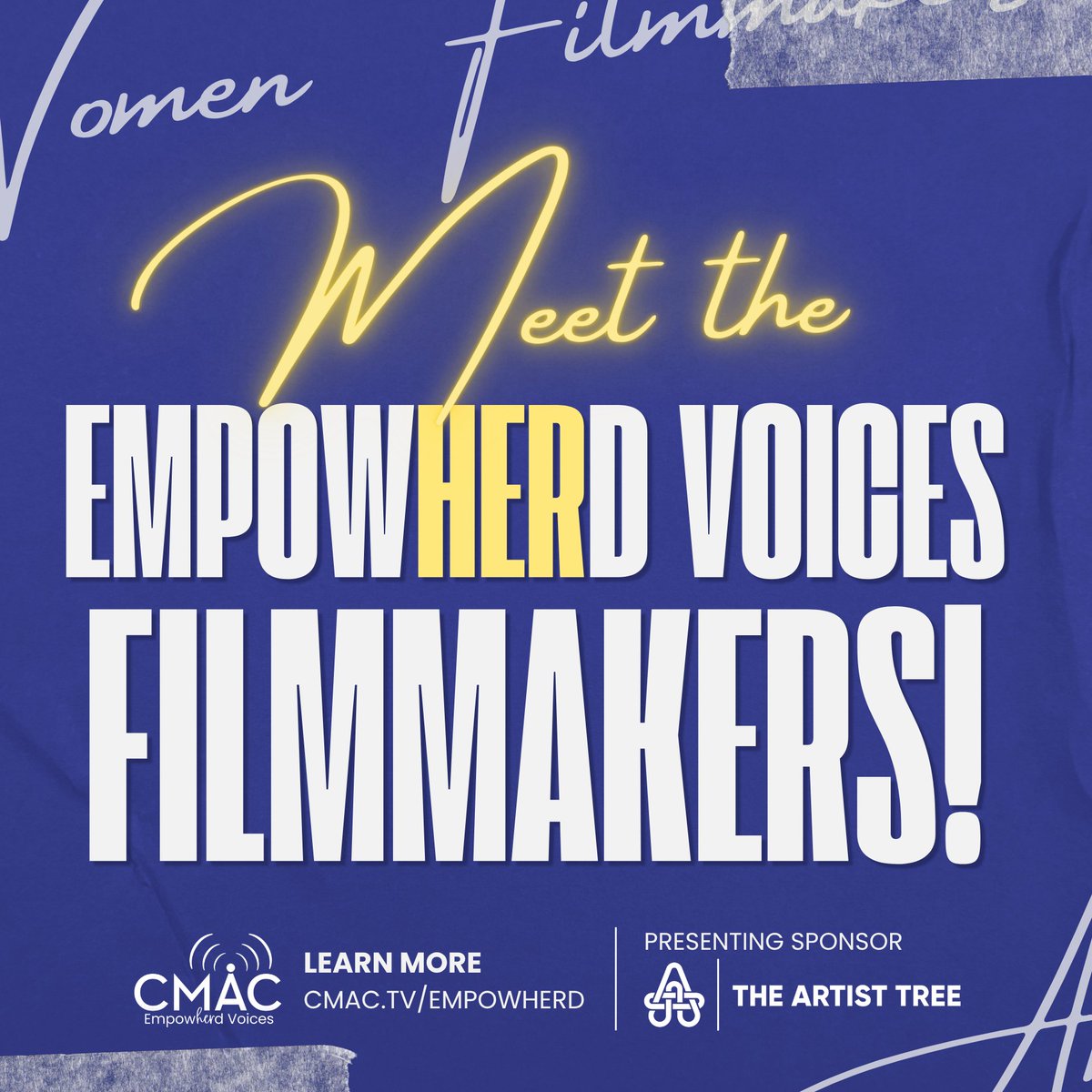 CMACTV's tweet photo. EmpowHERd Voices Showcase is just around the corner!

Meet some the filmmakers behind the cohort Kass, Cinthia, and Eve. Their films spotlight women from across the Central Valley who are pursuing their dreams.

RSVP https://t.co/rynf1Isy80

💜 The Artist Tree https://t.co/1sV5AUEQbh