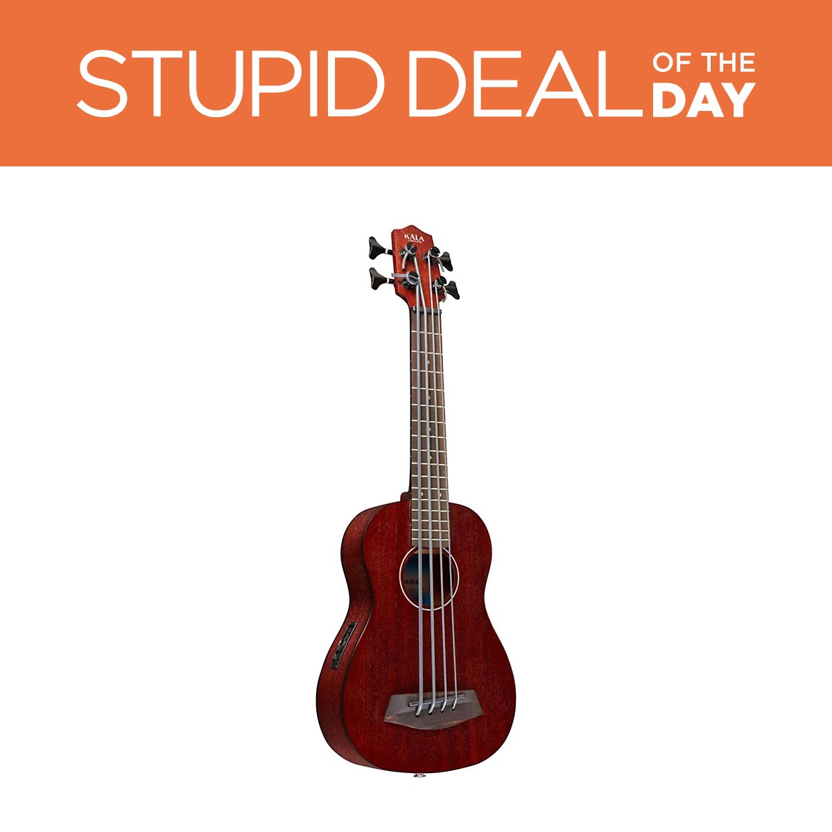 musiciansfriend's tweet photo. Stupid Deal of the Day Sunday, May 24, 2026

Kala Rumbler Fretted Acoustic-Electric U-Bass Natural Mahogany

Only $279.00! (Was: $399.00)

Limited quantities, while supplies last: https://t.co/bkSE2Nvg9c https://t.co/gWLLdvaooG