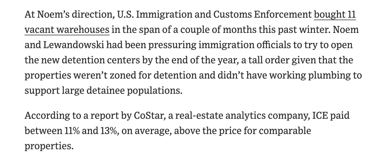 danobrien__'s tweet photo. ICE spent $1b, at 10+% above market, for real estate neither zoned nor equipped for detention. Noem's successor immediately halted the buying: https://t.co/5BpQukyjKQ https://t.co/LhXvvOQM50