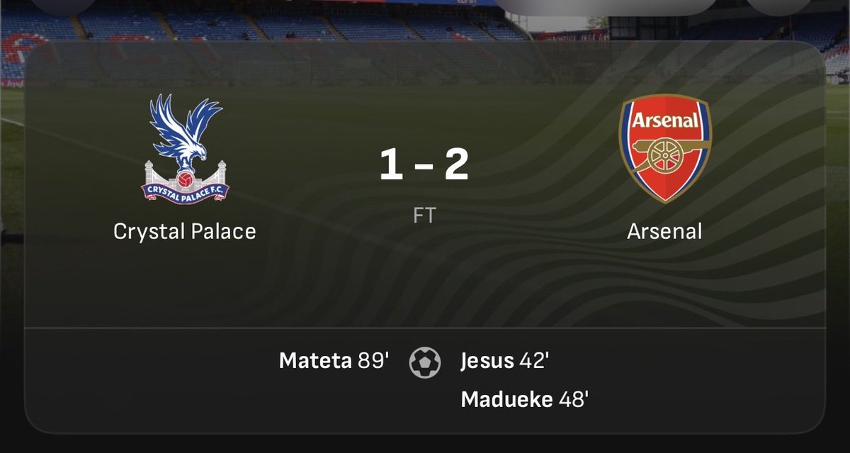 WEFOOTBALL777's tweet photo. 2025-26 PREMIER LEAGUE FINALE
Sun 24 May 16:00 UKT - Crystal Palace vs Arsenal full-time results 
#wefootball777 #football #premierleague #matchweek38 #crystalpalacefc #arsenal https://t.co/qMmkF2TKDo