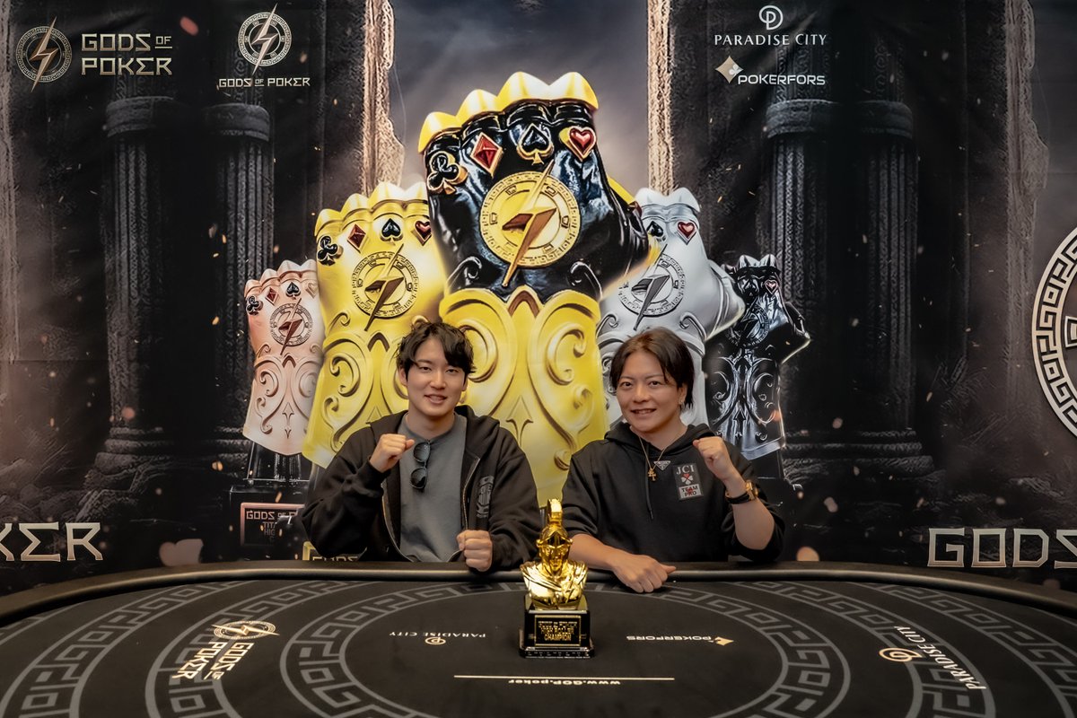 godsofpokerjp's tweet photo. Last Chance High Roller　
優勝　Ryo Kotake
2位　Konosuke Nakajima
（敬称略）

ITMリストはコチラ↓↓↓　
https://t.co/4r0qS6AhIX
#GodsOfPoker #GOPIncheon2026 https://t.co/Tyuh83z05a