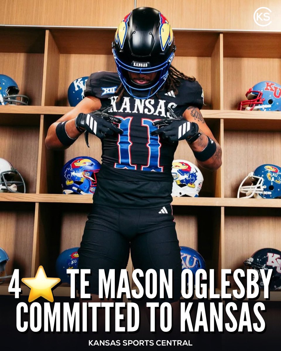 KSSCentral's tweet photo. 4⭐️ TE Mason Oglesby is the highest rated tight end commit in Kansas Jayhawk football history 👀 https://t.co/j0tqz8xLvM