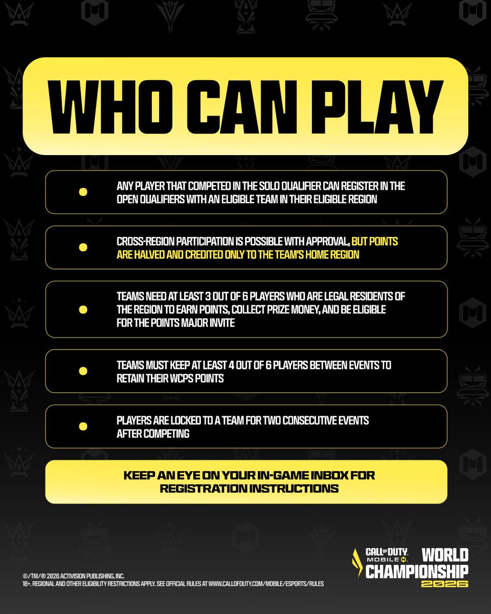 CODMeSportsHub's tweet photo. Call Of Duty Mobile World Championship 2026 Split 1 is kicking off soon. https://t.co/QgOv29Q2AX