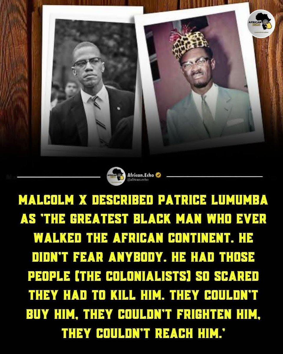 cecild84's tweet photo. They couldn't buy him. They couldn't break him. So they buried him.
Patrice Lumumba became Prime Minister of the Congo in 1960 — the first democratically elected leader of a nation sitting on one of the most mineral-rich territories on earth. Uranium. Cobalt. Diamonds. Gold. He had 72 days in office before the West decided he was too dangerous to govern his own country.

They used the same term on him as they are using  on Ibrahim Traore,  calling him dangerous. 

Malcolm X saw it clearly. He called Lumumba the greatest Black man to walk the African continent — not because he was perfect, but because he was unbuyable. In a world where colonial powers routinely installed compliant African leaders, Lumumba refused to perform submission.

The CIA and Belgian intelligence coordinated his removal, torture, and execution. His body was dissolved in acid. The man who replaced him, Mobutu Sese Seko, looted the Congo for 32 years — with Western applause and backing .

Two Black men from opposite sides of the Atlantic, both assassinated within four years of each other, both threats to the same system.

That is not coincidence. That is policy.

What does it tell you that the men who truly loved Africa were eliminated — while those who sold it were celebrated?

References: Ludo De Witte, *The Assassination of Lumumba* (2001); U.S. Senate Church Committee Report on CIA covert operations in Africa (1975).