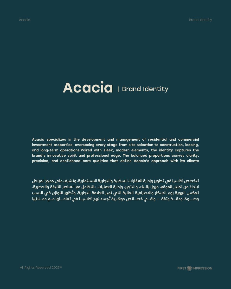 firstimp_SA's tweet photo. Client : Acacia
Project : Visual identity design
Brand field : Real Estate
Date : 2025 https://t.co/mBmTI5beSt