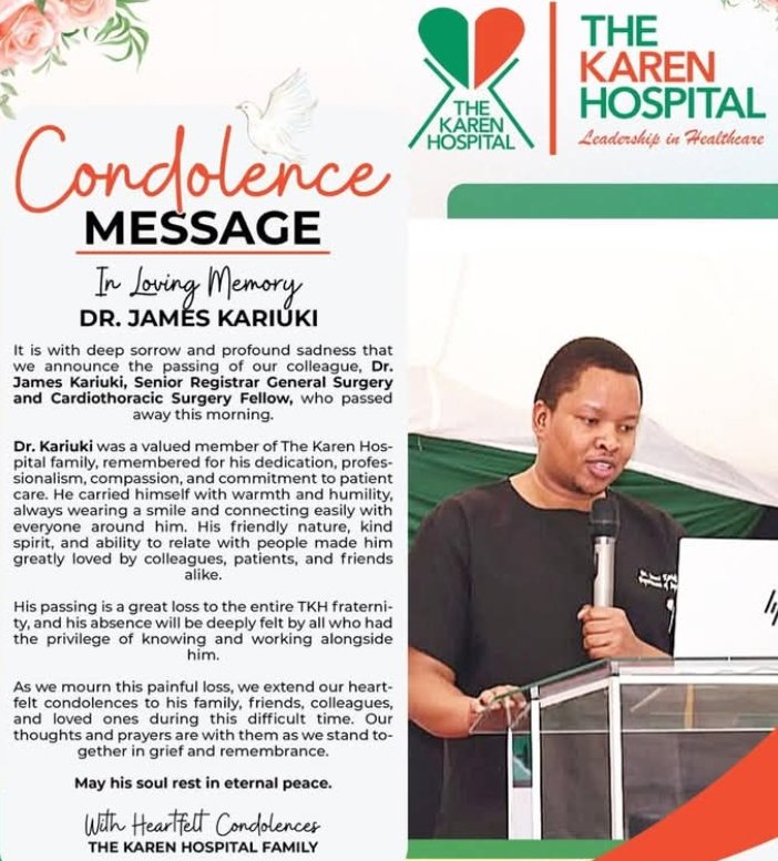 Ohta_Ryota's tweet photo. Just saw this announcement of the passing of Dr. Kariuki. I worked with him some years back when he was still a Medical Officer. A very fine Doctor with an even more amazing personality. RIP. https://t.co/sU1aXx4JqV