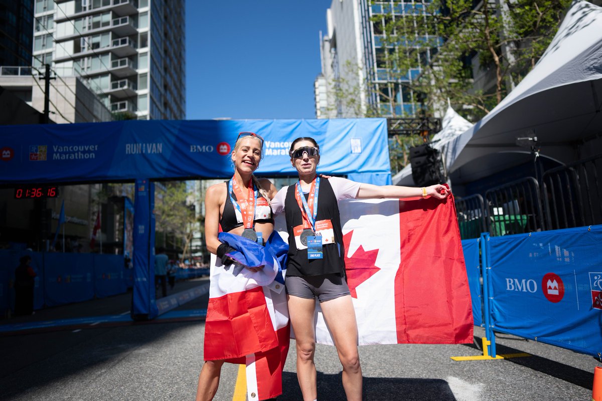BMOVanMarathon's tweet photo. Mikky Keetals makes history with a new event record at the 2026 BMO Vancouver Marathon in 2:33:02 as both she and Dayna dip under Pidhoresky's old event record 🏆 https://t.co/QsBznHkHAS https://t.co/UETz9P5ZMp
