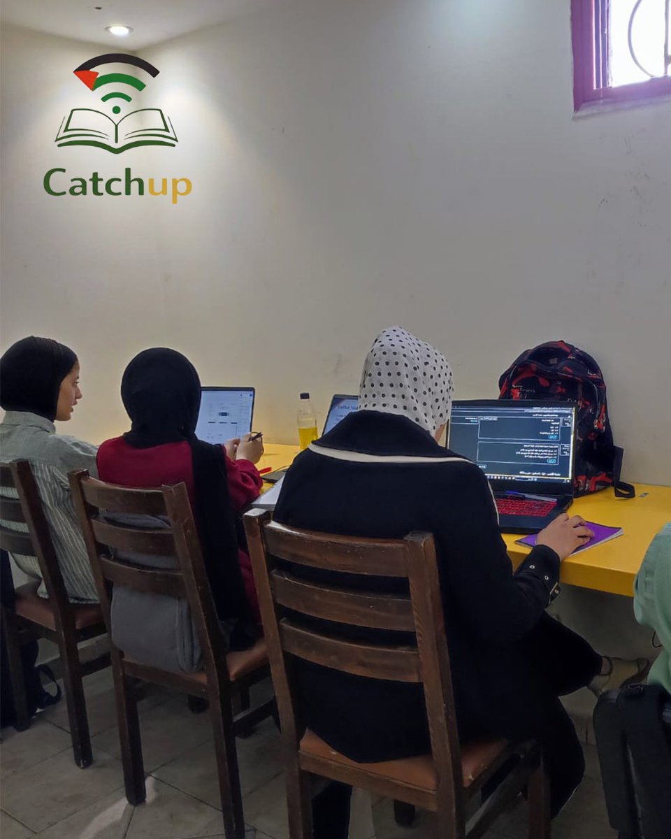 CatchupGaza's tweet photo. One month since the launch of Catchup.

Today, the first group of 26 beneficiaries completed their first full month using the free seats inside the workspace.

Each of them received more than 50 hours of electricity and internet access to continue their education and work. https://t.co/StKkWOtOiD