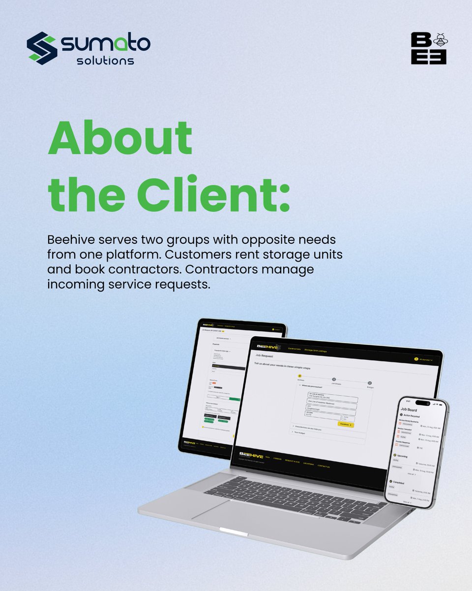 SumatoSolutions's tweet photo. Managing storage rentals &amp; contractor bookings shouldn’t require multiple tools.

We built a custom Vue.js + .NET platform that unifies storage management, contractor booking &amp; service requests in one seamless system.

Smarter workflows. Faster service. Better operations. https://t.co/pC6FWBQCNP