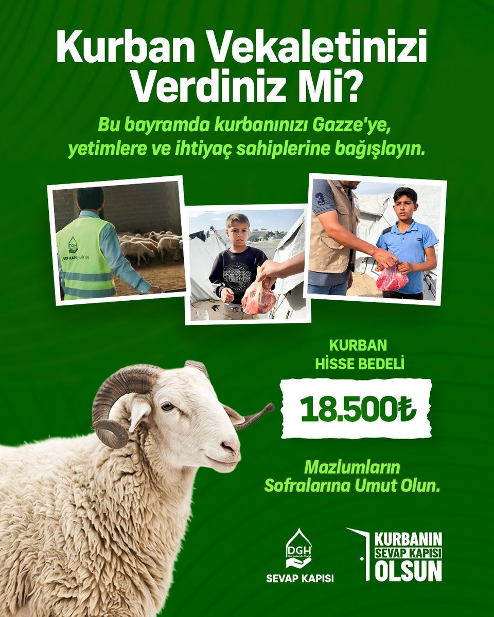 dgh_sevapkapisi's tweet photo. Kurban vekaletinizi verdiniz mi?

Bu bayramda kurbanınızı Gazze'ye, yetimlere ve ihtiyaç sahiplerine bağışlayın.

Kurban Hisse Bedeli: 18.500₺

🌐 Online bağış için:
https://t.co/cNzrysvHAQ

📞 İletişim: 0322 911 0350

SevapKapısı Gazzeye
#KurbanınSevapKapısıOlsun https://t.co/txvKZrXs9v