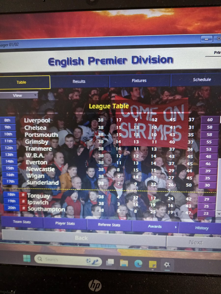Andylamb11's tweet photo. So Gary Neville takes Torquay to the Premier, leaves to take over recent (multipe time) Champions Ipswich, gets sacked, becomes Southampton boss, and all three get relegated! Only in #CM0102 https://t.co/pvkkTOo8jW