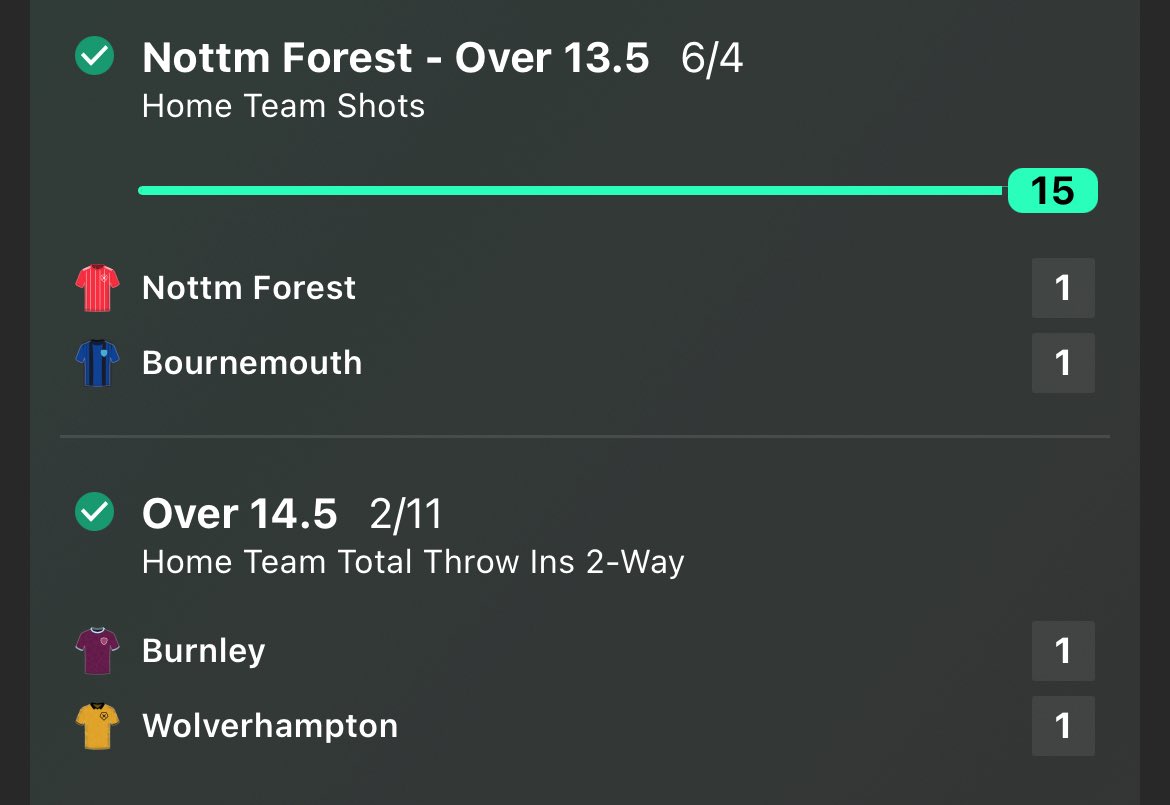 NoakesBets's tweet photo. Gross/Palhinha ✅

Forest Shots/Burnley Throws ✅ https://t.co/dBrdm3RoHB