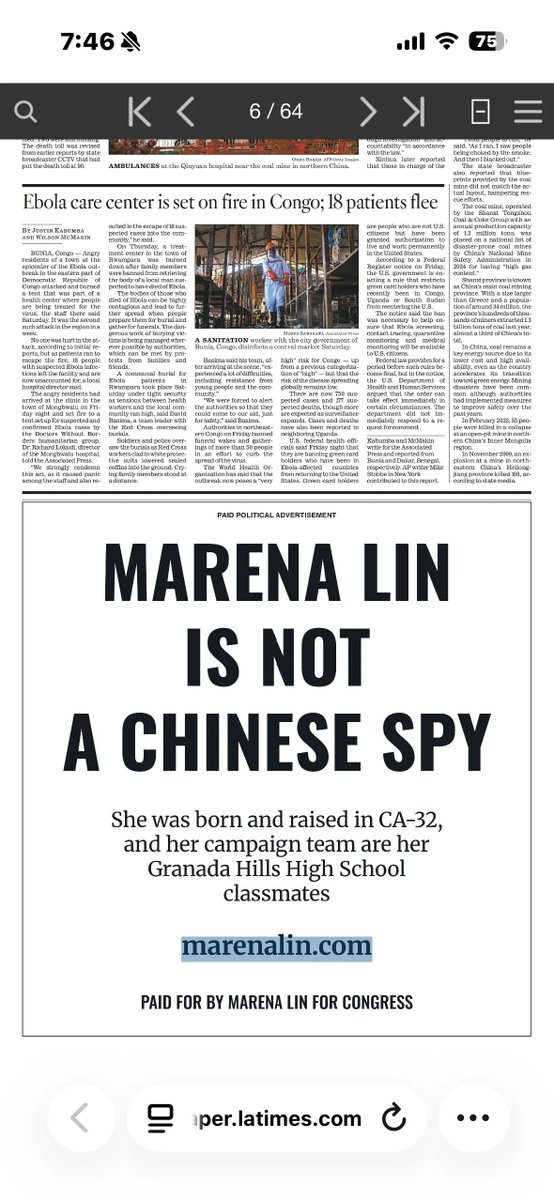 JamesVLacy1's tweet photo. Brad Sherman’s opponent insists she is not a Chinese spy. https://t.co/P4kBgmUsBj https://t.co/evBsjR5H30
