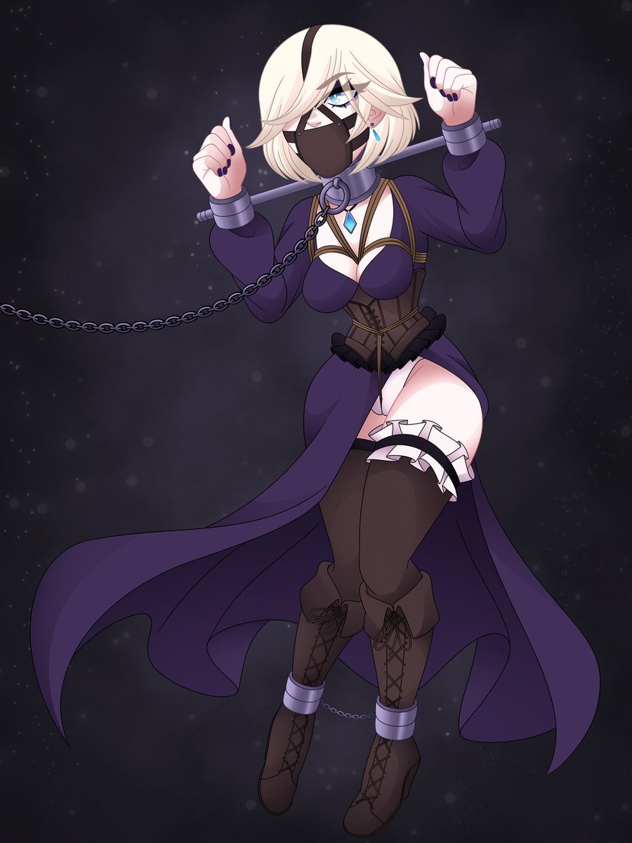 Bearbuckscoffee's tweet photo. Comm for @Ginger60_ Luci bound/gagged cosplaying Throné from Octopath Traveler 2~ 🐍 🗡️💜
Thank you~☕️✨ https://t.co/nFbZ4o89Qt